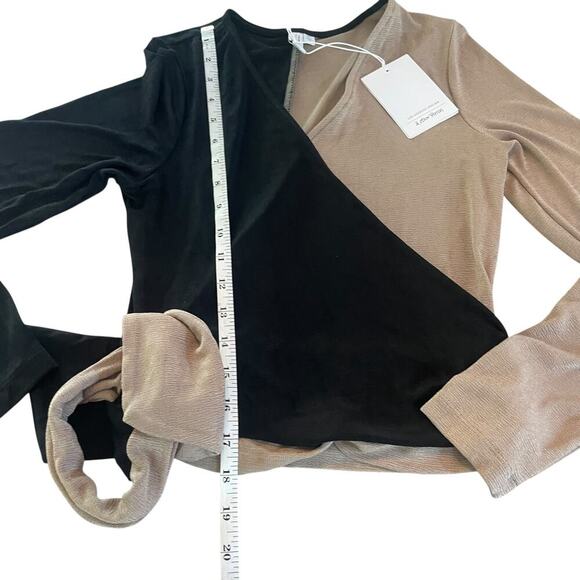 NWT!  & Other Stories Two-Tone Wrap Blouse in Black and Tan  - Size Small - Picture 9 of 16